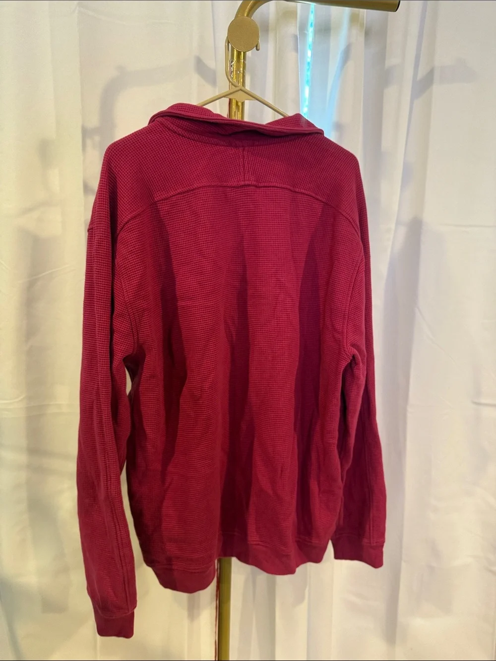 J Crew Brushed waffle-knit half-zip pullover Red Mens Large
